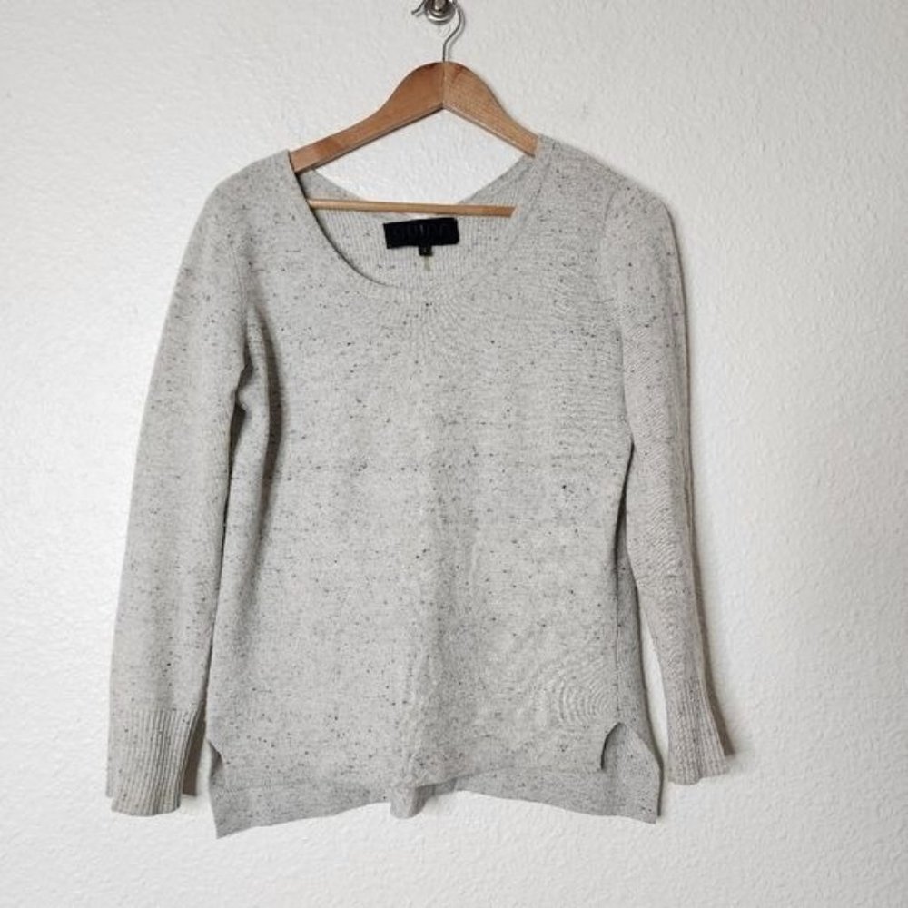 Quinn Speckled Light Gray Scoop Neck Pullover Sweater Women's Small
